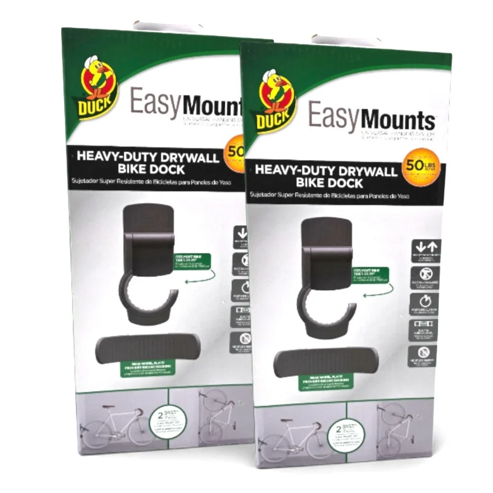 Duck EasyMounts Heavy Duty Bike Hanger Wall Mount Rack Holds Up To 50lb (2-Pack)